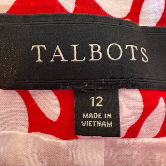 Talbots Bright red and white floral pleated cotton midi skirt. Size 12. EUC - Picture 10 of 11